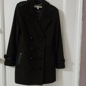 Trina Turk Size 6 Olive Wool Peacoat